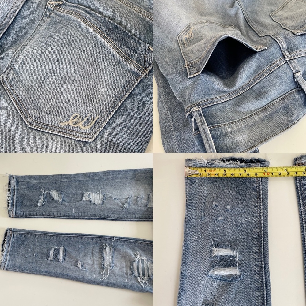 Express Blue Skinny Jeans Distressed Ripped Mid-Rise Women’s 00R - Picture 11 of 12